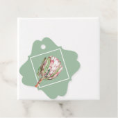 Tropisch roze protea Floral FANCY SQUARE Partij Bedankjes Labels (In situ)