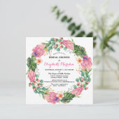 Tropisch roze Protea Greenery Floral Vrijgezellenf Kaart (Staand voorkant)