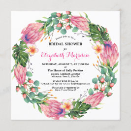 Tropisch roze Protea Greenery Floral Vrijgezellenf Kaart