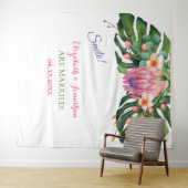 Tropisch roze protea Wedding Photo Booth Backdrop Wandkleed (In Situ (horizontaal))