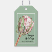 Tropisch roze protheekFloral op Mint Cadeaulabel (Voorkant)