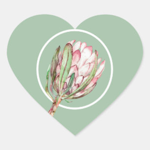Tropisch roze protheekFloral op Mint Hart Sticker