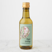 Tropisch roze protheekFloral op Mint MINI Wijn Etiket (Voorkant)