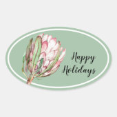 Tropisch roze protheekFloral op Mint Ovale Sticker (Voorkant)