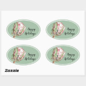 Tropisch roze protheekFloral op Mint Ovale Sticker (Vel)