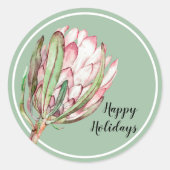 Tropisch roze protheekFloral op Mint Ronde Sticker (Voorkant)