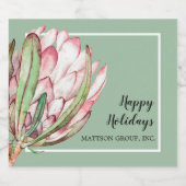 Tropisch roze protheekFloral op Mint Sparkling Wijnetiket (Enkel label)