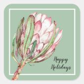 Tropisch roze protheekFloral op Mint Vierkante Sticker (Voorkant)