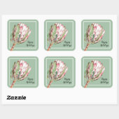 Tropisch roze protheekFloral op Mint Vierkante Sticker (Vel)