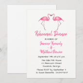 Tropisch roze repetitie diner flamingo bruiloft kaart (Voorkant / Achterkant)