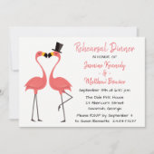 Tropisch roze repetitie diner flamingo bruiloft kaart (Voorkant)