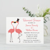 Tropisch roze repetitie diner flamingo bruiloft kaart (Staand voorkant)