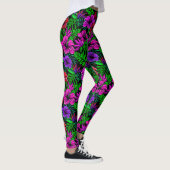 Tropisch roze rode Paarse hibiscus bloem Leggings (Rechts)
