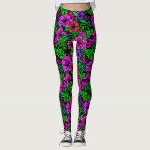Tropisch roze rode Paarse hibiscus bloem Leggings (Voorkant)
