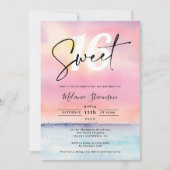 Tropisch roze strand zonsondergang zwembad feest S Kaart (Voorkant)