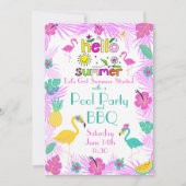 Tropisch roze Turquoise Palms Flamingo Themes Kaart (Voorkant)