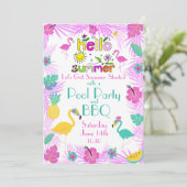 Tropisch roze Turquoise Palms Flamingo Themes Kaart (Staand voorkant)