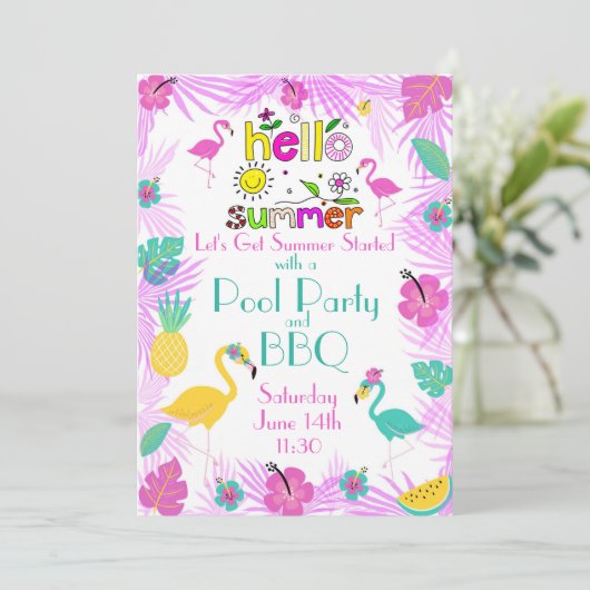 Tropisch roze Turquoise Palms Flamingo Themes Kaart (Staand voorkant)