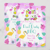 Tropisch roze Turquoise Palms Flamingo Themes Kaart (Voorkant / Achterkant)