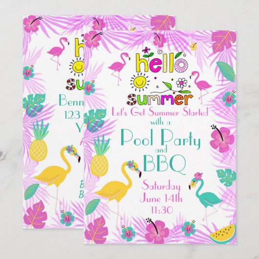 Tropisch roze Turquoise Palms Flamingo Themes Kaart (Voorkant / Achterkant)