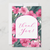 Tropisch Roze Vakantie Bloemen Bedankkaart (Voorkant)