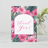 Tropisch Roze Vakantie Bloemen Bedankkaart (Staand voorkant)