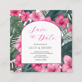 Tropisch Roze Vakantie Bloemen Informatiekaartje