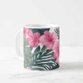Tropisch Roze Vakantie Bloemen Print Koffiemok (Voorkant links)