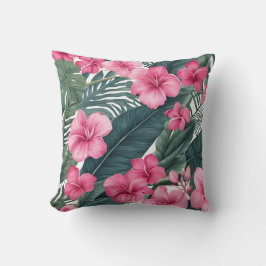 Tropisch Roze Vakantie Bloemen Print Kussen