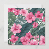 Tropisch Roze Vakantie Bloemen Save The Date (Achterkant)