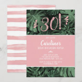 Tropisch Roze Verjaardagsfeest Kaart (Voorkant / Achterkant)