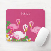 Tropisch roze vlamingos op roze muismat (Met muis)