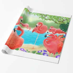 Tropisch roze vlamJargnvogels die papier overvalle