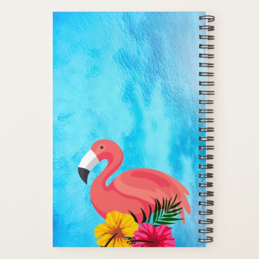 Tropisch roze vlamJon en ventilator | Monogram Planner (Achterkant)