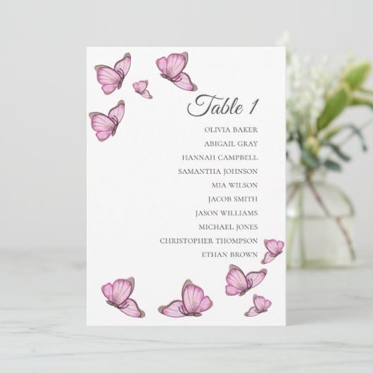 Tropisch roze vlinders. Weddenschapskaarten Kaart (Staand voorkant)