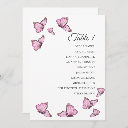 Tropisch roze vlinders. Weddenschapskaarten Kaart (Voorkant / Achterkant)