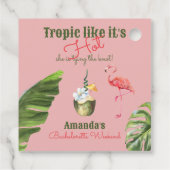 Tropisch roze vrijgezellenfeest in Palm Springs Bedankjes Labels (Achterkant)