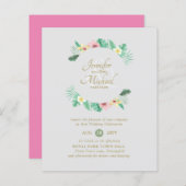 Tropisch roze Vrijgezellenfeest per post of bruilo (Voorkant / Achterkant)