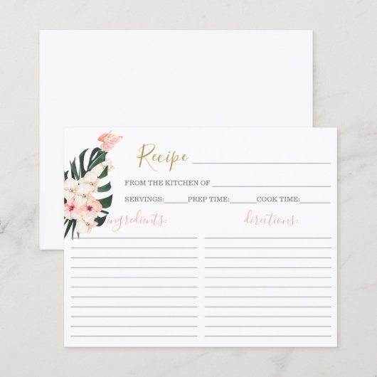Tropisch roze Vrijgezellenfeest Recipcard (Voorkant / Achterkant)