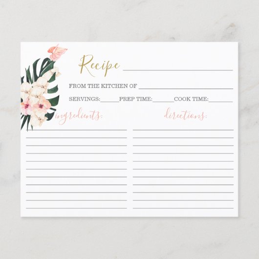 Tropisch roze Vrijgezellenfeest Recipcard (Voorkant)