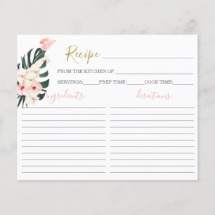 Tropisch roze Vrijgezellenfeest Recipcard