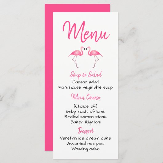 Tropisch roze Vrijgezellenfeest van het Bieden van Menu (Voorkant / Achterkant)
