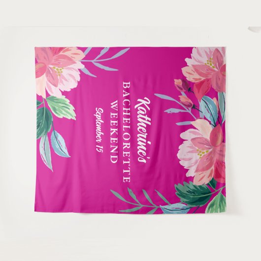 Tropisch roze vrijgezellenfeest wandkleed (Voorkant (horizontaal))