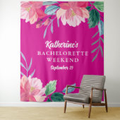 Tropisch roze vrijgezellenfeest wandkleed (In situ)