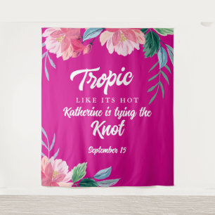 Tropisch roze vrijgezellenfeest wandkleed