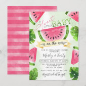 Tropisch roze watermeloen Baby shower Kaart (Voorkant / Achterkant)
