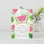 Tropisch roze watermeloen Baby shower Kaart (Staand voorkant)