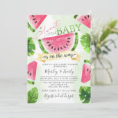 Tropisch roze watermeloen Baby shower Kaart (Staand voorkant)
