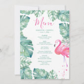Tropisch roze Waterverf Flamingo verliest menu Kaart (Voorkant)