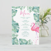 Tropisch roze Waterverf Flamingo verliest menu Kaart (Staand voorkant)